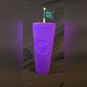Starbucks Glow In The Dark Radiant Purple Tumbler with Green Straw